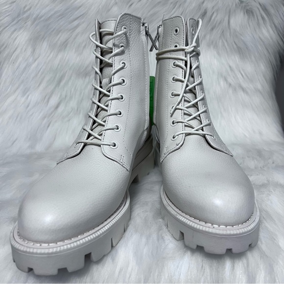 Sam Edelman Garrett Modern Ivory Leather Platform Combat Boots Sz 8 Read - Picture 5 of 8
